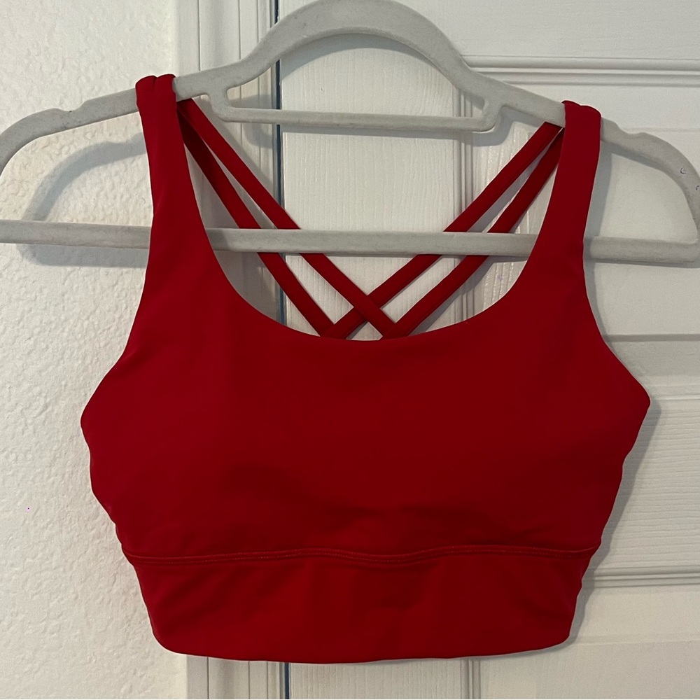 Red Lululemon energy sports bra